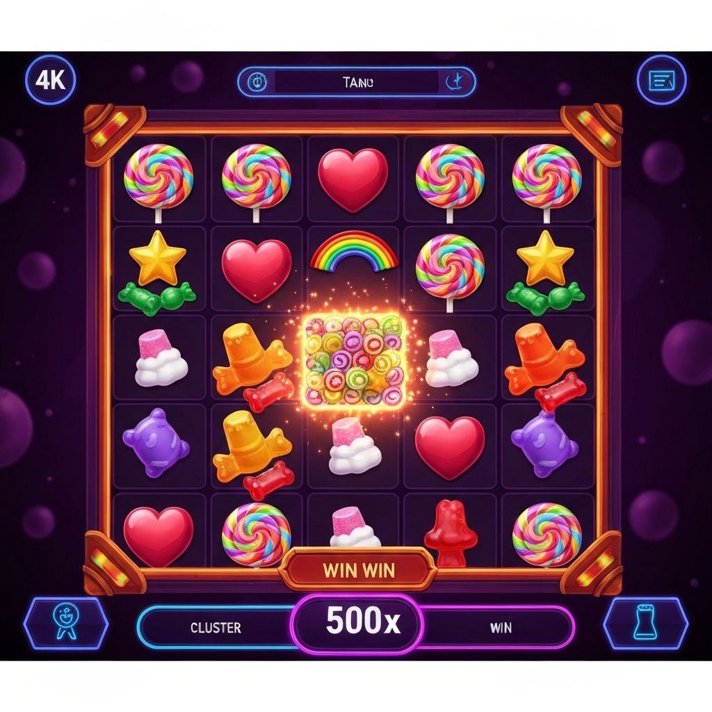 Sugar Rush — игровое поле 7x7 с кластерными выплатами